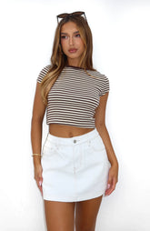 Don't Leave Me Denim Skort Off White