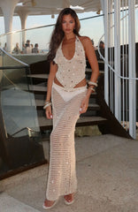 Dance With You Crochet Maxi Skirt Sand