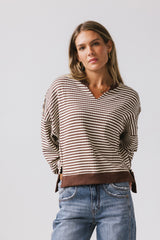 Wells Striped Top in Brown
