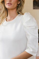 Andrea Mixed Media Top in Cream