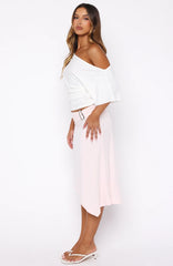 Sending My Love Asymmetric Midi Skirt Pink