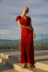 Kimmie Maxi Dress in Red-Brown