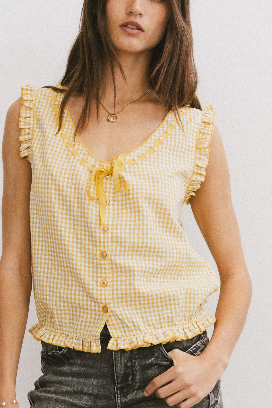 Calvin Gingham Tank in Yellow