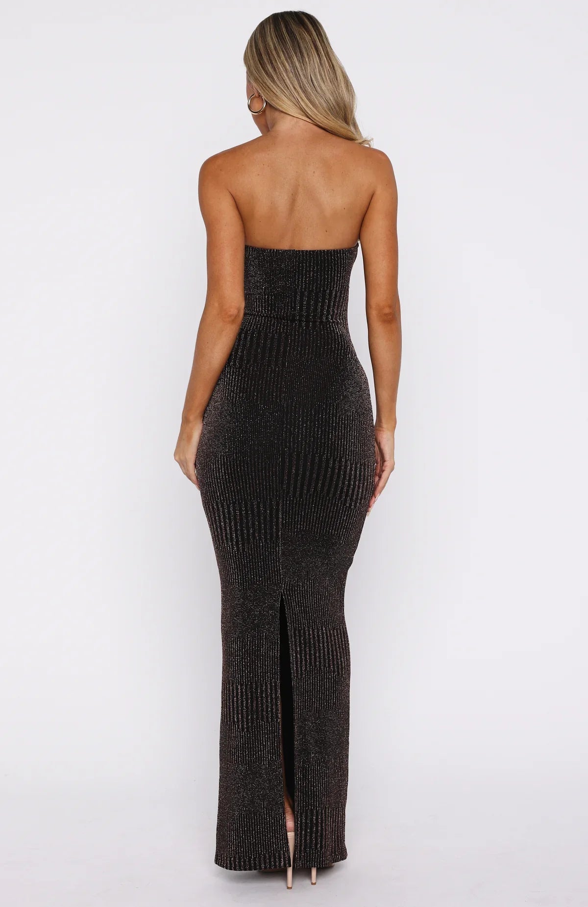 Glitter Hustle Strapless Maxi Dress Black
