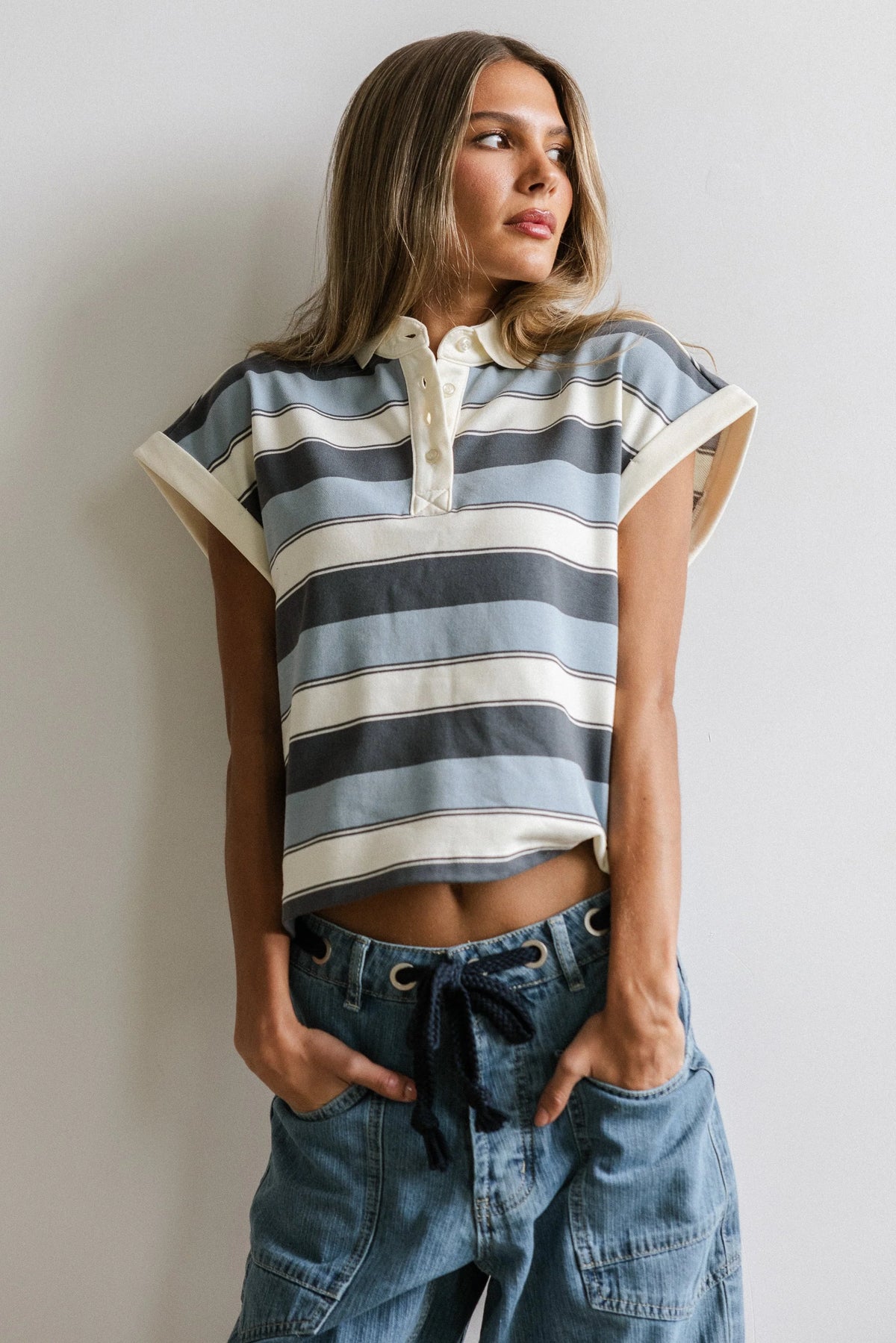 Niko Striped Top in Blue