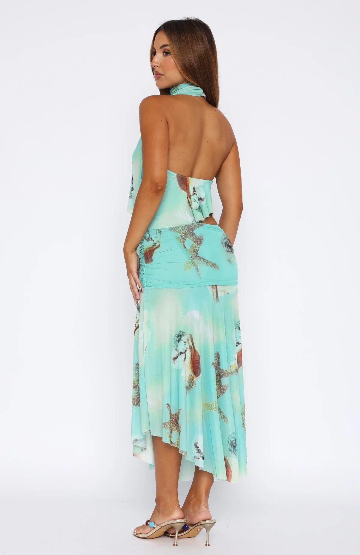 Mediterranean Mirage Midi Skirt Seaside Treasure