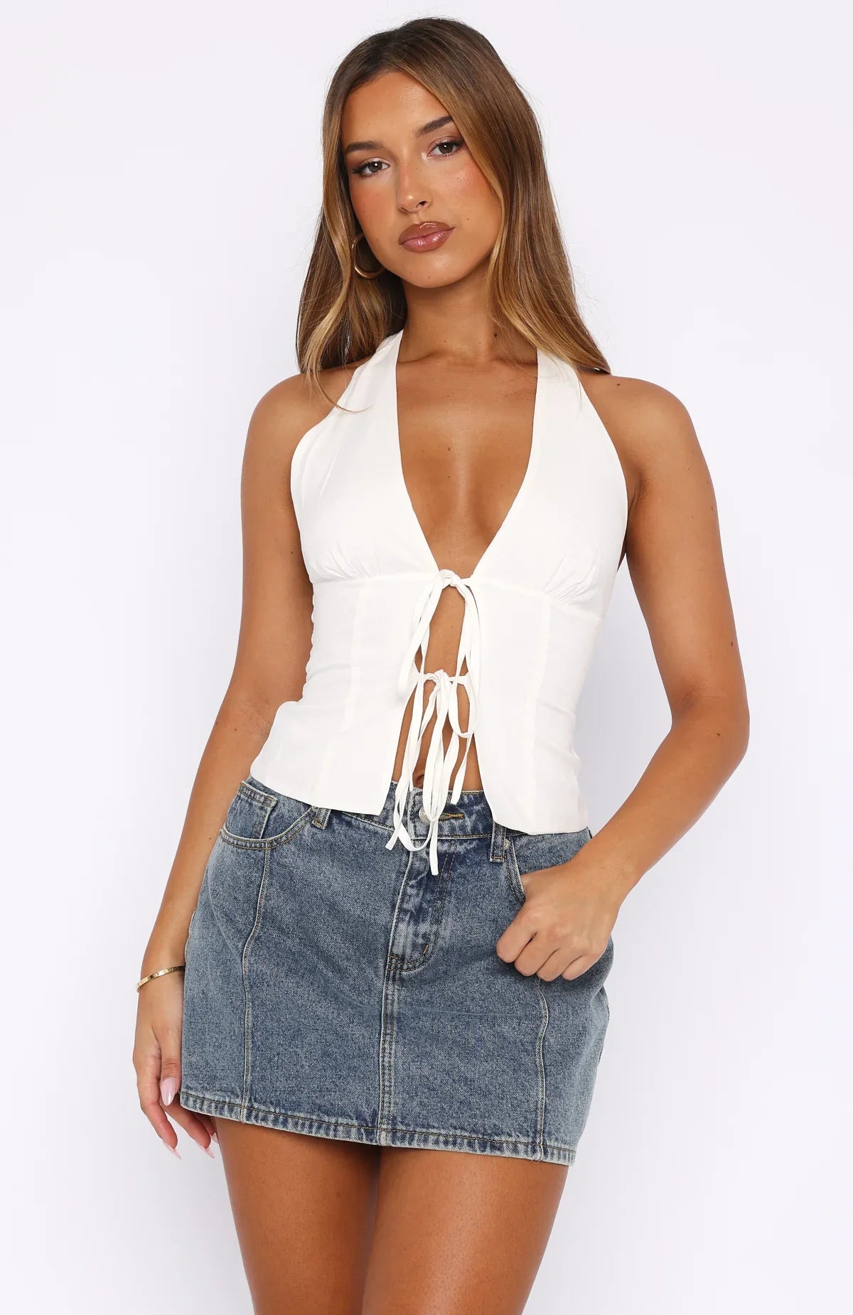 Leaving Now Halter Top White