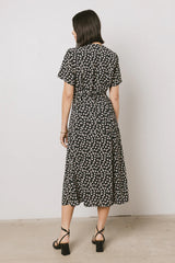 Malik Floral Midi Dress in Black