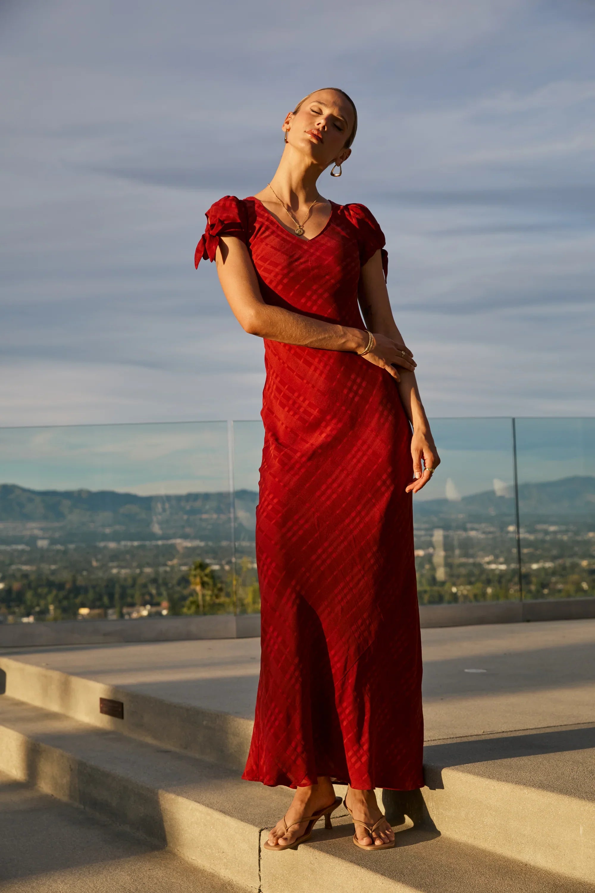 Kimmie Maxi Dress in Red-Brown