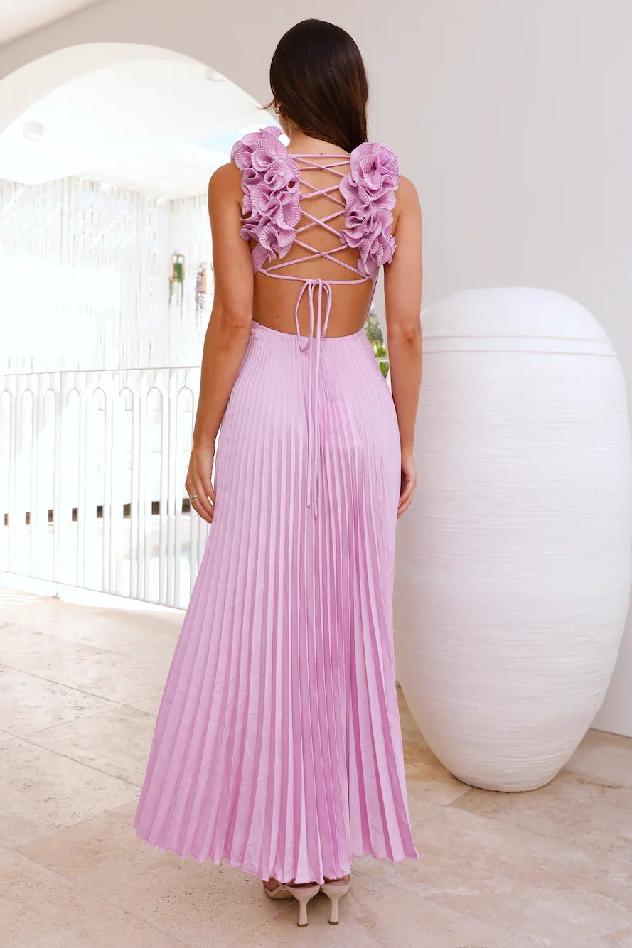 Something Special Satin Midi Dress Lilac