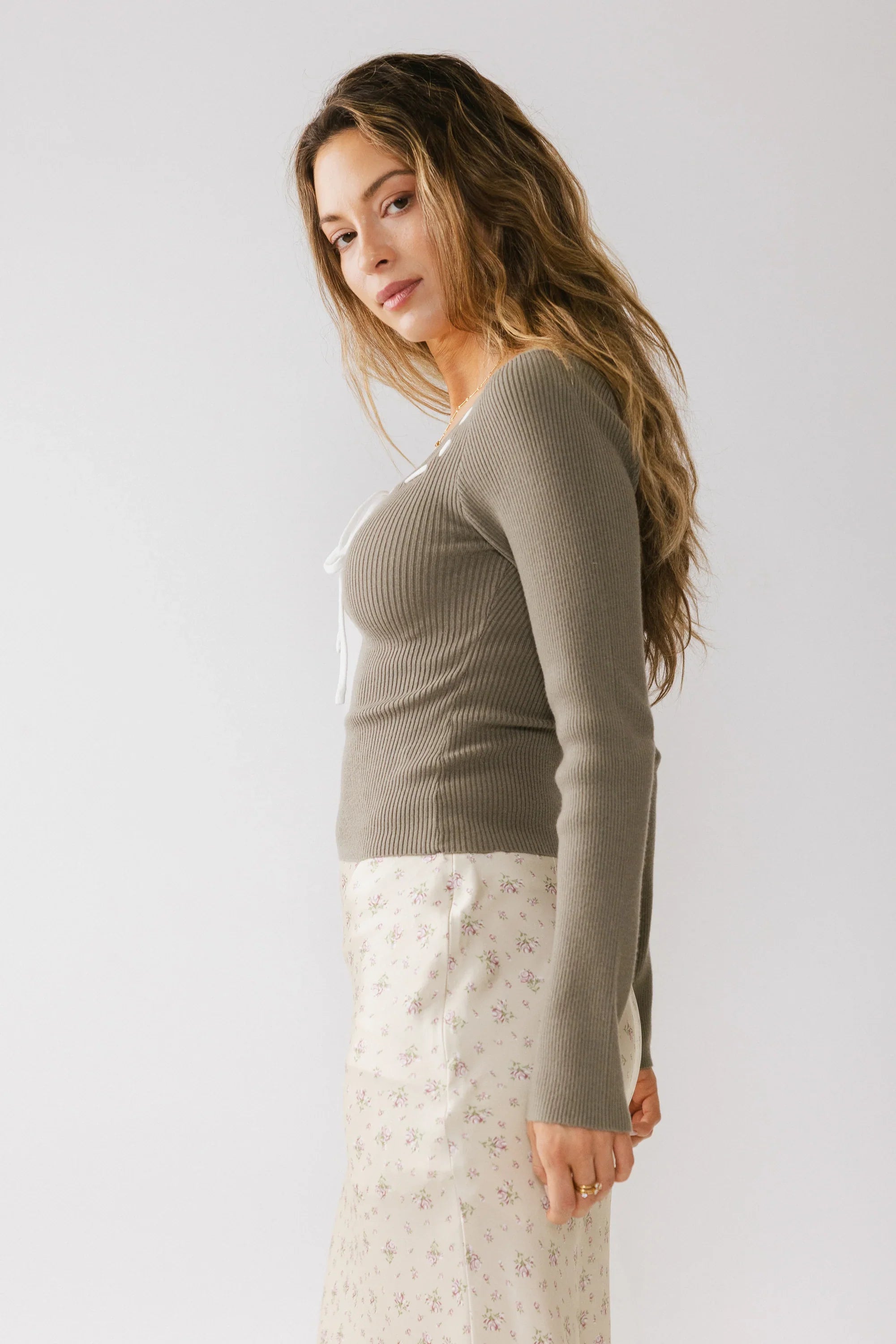 Swenn Ribbed Top in Olive
